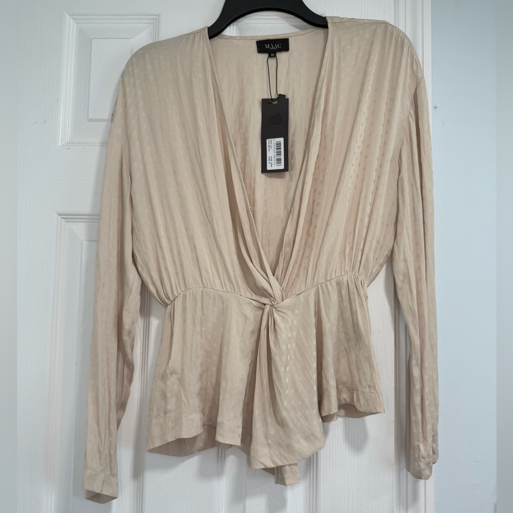 Chic Beige Twist Front Blouse